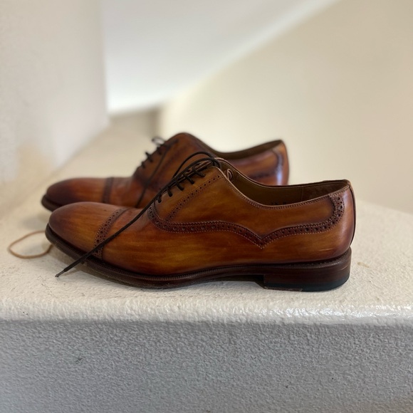 MAGNANNI Hamilton Brown WING TIP OXFORD LEATHER Dress SHOES Size 9.5 Business - Picture 2 of 12